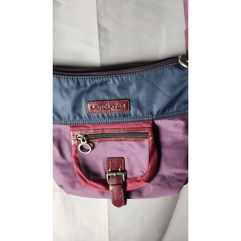 Lancaster Paris Crossbody Bag Purple Navy Lightweight Canvas Utility Gorpcore